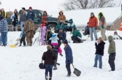 Beaver Snow Shovel Riding Contest
